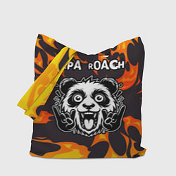 Сумка-шопер Papa Roach рок панда и огонь, цвет: 3D-принт