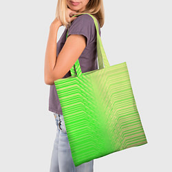 Сумка-шопер Зелёные градиентные линии, цвет: 3D-принт — фото 2