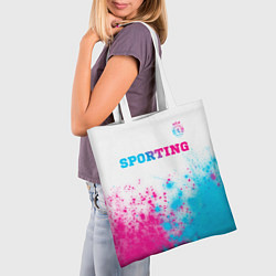 Сумка-шопер Sporting neon gradient style посередине, цвет: 3D-принт — фото 2