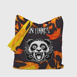 Сумка-шопер In Flames рок панда и огонь, цвет: 3D-принт