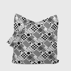 Сумка-шопер Современный черно белый геометрический узор, цвет: 3D-принт