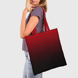 Сумка-шопер Красно-чёрный градиент в полоску, цвет: 3D-принт — фото 2