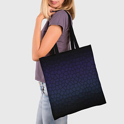 Сумка-шопер Чёрно-фиолетовый мозаика крупная, цвет: 3D-принт — фото 2