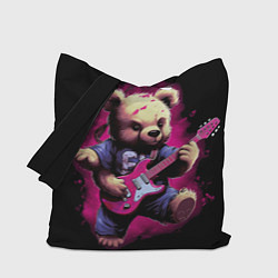 Сумка-шопер Плюшевый медведь музыкант с гитарой, цвет: 3D-принт
