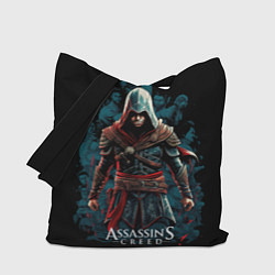 Сумка-шопер Assassins creed черный фон, цвет: 3D-принт