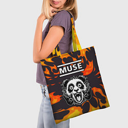 Сумка-шопер Muse рок панда и огонь, цвет: 3D-принт — фото 2