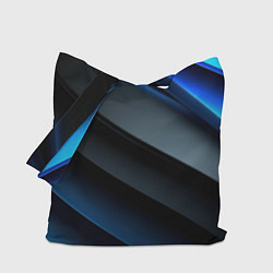 Сумка-шоппер Темная синяя стильная абстракция на черном фоне