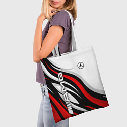 Сумка-шопер Mercedes benz AMG - белый с красным, цвет: 3D-принт — фото 2