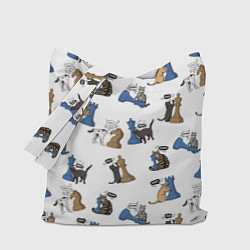 Сумка-шопер Котики и шахматы белый, цвет: 3D-принт