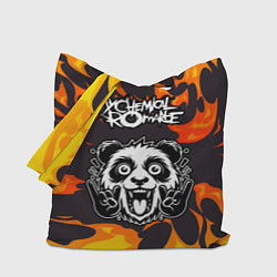 Сумка-шопер My Chemical Romance рок панда и огонь, цвет: 3D-принт