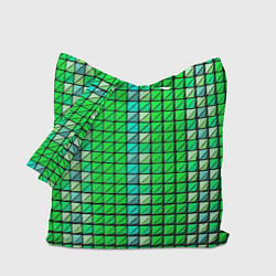 Сумка-шоппер Зелёные плитки и чёрная обводка