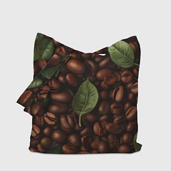 Сумка-шопер Кофейные зёрна с листьями, цвет: 3D-принт