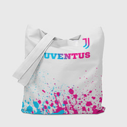 Сумка-шопер Juventus neon gradient style посередине, цвет: 3D-принт