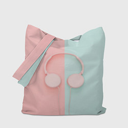 Сумка-шоппер Двухцветные голубые и розовые наушники