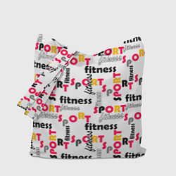Сумка-шоппер Спортивный паттерн с текстом желтого красного черн