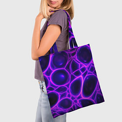 Сумка-шопер Фиолетовы неоновые соты, цвет: 3D-принт — фото 2