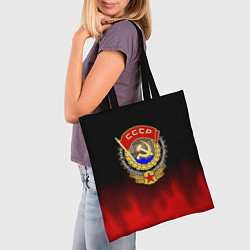 Сумка-шопер СССР патриотический значок с серпом, цвет: 3D-принт — фото 2
