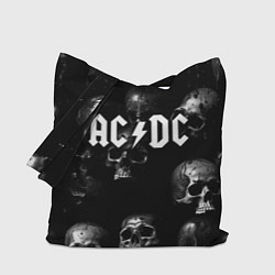 Сумка-шопер AC DC - черные черепа, цвет: 3D-принт