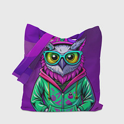 Сумка-шопер Модная сова на фиолетовом, цвет: 3D-принт