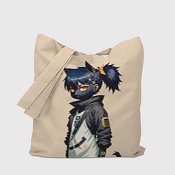 Сумка-шопер Прикольная чёрная кошечка - нейросеть, цвет: 3D-принт