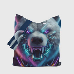 Сумка-шоппер Cyber bear - neon glow