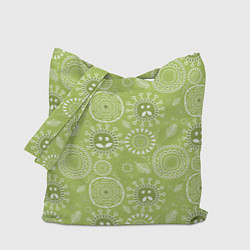 Сумка-шопер Зеленый цветочный - паттерн смайлики, цвет: 3D-принт