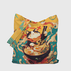 Сумка-шопер The cat eats ramen, цвет: 3D-принт