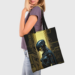 Сумка-шопер Боевая женщина-андроид, цвет: 3D-принт — фото 2