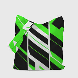 Сумка-шопер Black and green stripes on a white background, цвет: 3D-принт