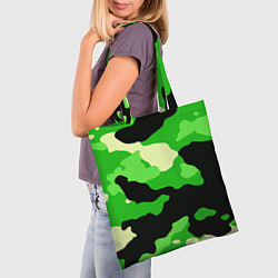 Сумка-шопер Зелёный камуфляж текстура, цвет: 3D-принт — фото 2