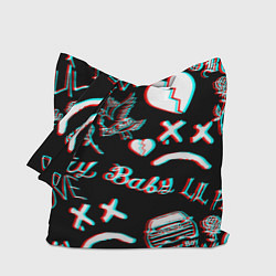 Сумка-шопер Lil Peep logo glitch, цвет: 3D-принт