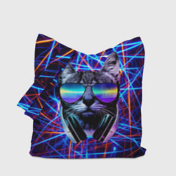 Сумка-шопер Cat DJ neon, цвет: 3D-принт