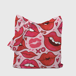 Сумка-шопер Губы ХО паттерн, цвет: 3D-принт