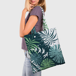 Сумка-шопер Листья тропических джунглей абстракция, цвет: 3D-принт — фото 2
