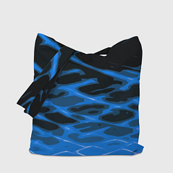 Сумка-шоппер Синие абстрактные полосы на чёрном фоне