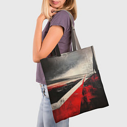 Сумка-шопер Футуристичный пейзаж в ретро стиле, цвет: 3D-принт — фото 2