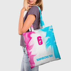 Сумка-шопер Rainbow Six neon gradient style по-центру, цвет: 3D-принт — фото 2