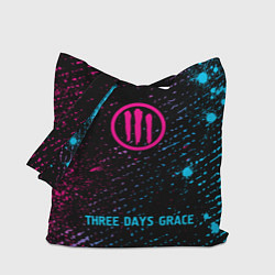 Сумка-шопер Three Days Grace - neon gradient по-центру, цвет: 3D-принт