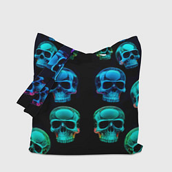 Сумка-шоппер Neon skulls - ai art pattern