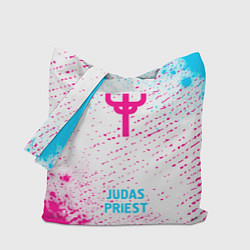 Сумка-шопер Judas Priest neon gradient style по-центру, цвет: 3D-принт