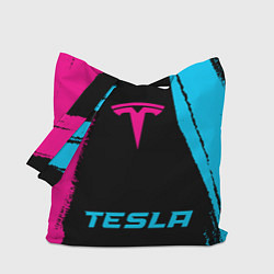 Сумка-шопер Tesla - neon gradient по-центру, цвет: 3D-принт