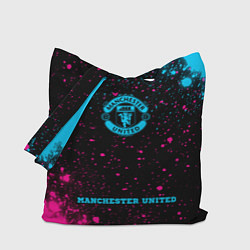 Сумка-шопер Manchester United - neon gradient по-центру, цвет: 3D-принт