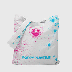 Сумка-шопер Poppy Playtime neon gradient style по-центру, цвет: 3D-принт