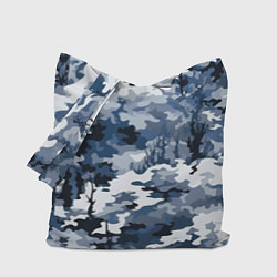 Сумка-шопер Камуфляж серо синий, цвет: 3D-принт