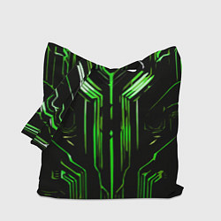 Сумка-шоппер Green stripes on a black background
