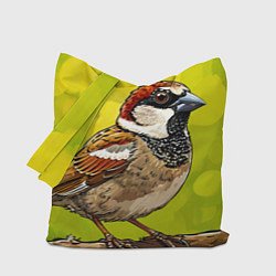 Сумка-шопер Большой воробей, цвет: 3D-принт