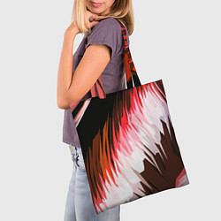 Сумка-шопер Красно-белая абстракция на чёрном фоне, цвет: 3D-принт — фото 2