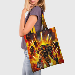 Сумка-шопер Дэдпул и Росомаха при взрыве, цвет: 3D-принт — фото 2