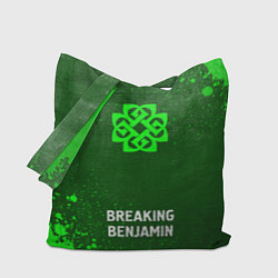 Сумка-шопер Breaking Benjamin - green gradient по-центру, цвет: 3D-принт