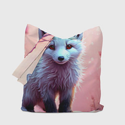 Сумка-шопер Песец в розовом лесу, цвет: 3D-принт